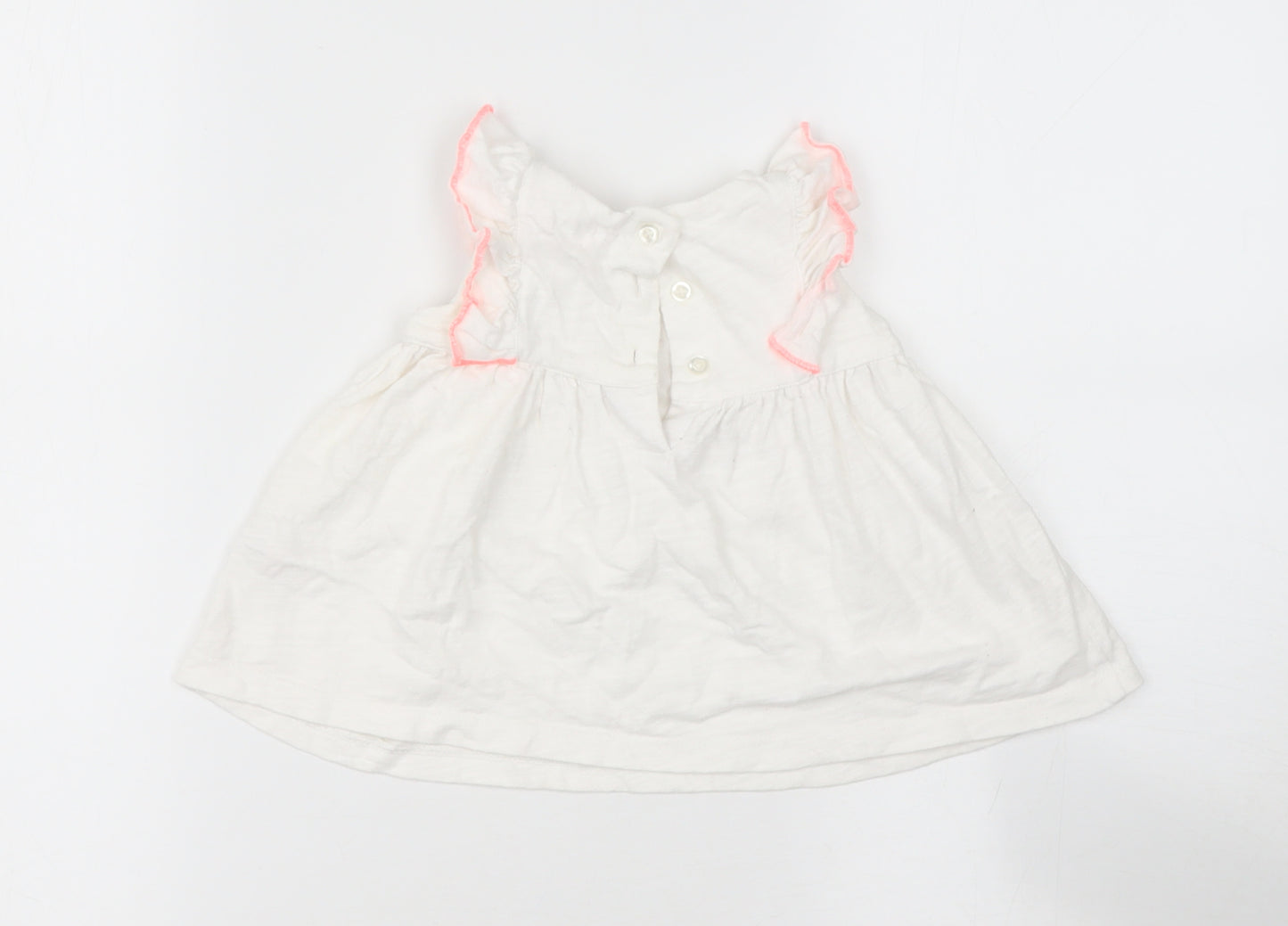 tesco  White  Cotton Basic Casual Size 3-6 Months Round Neck