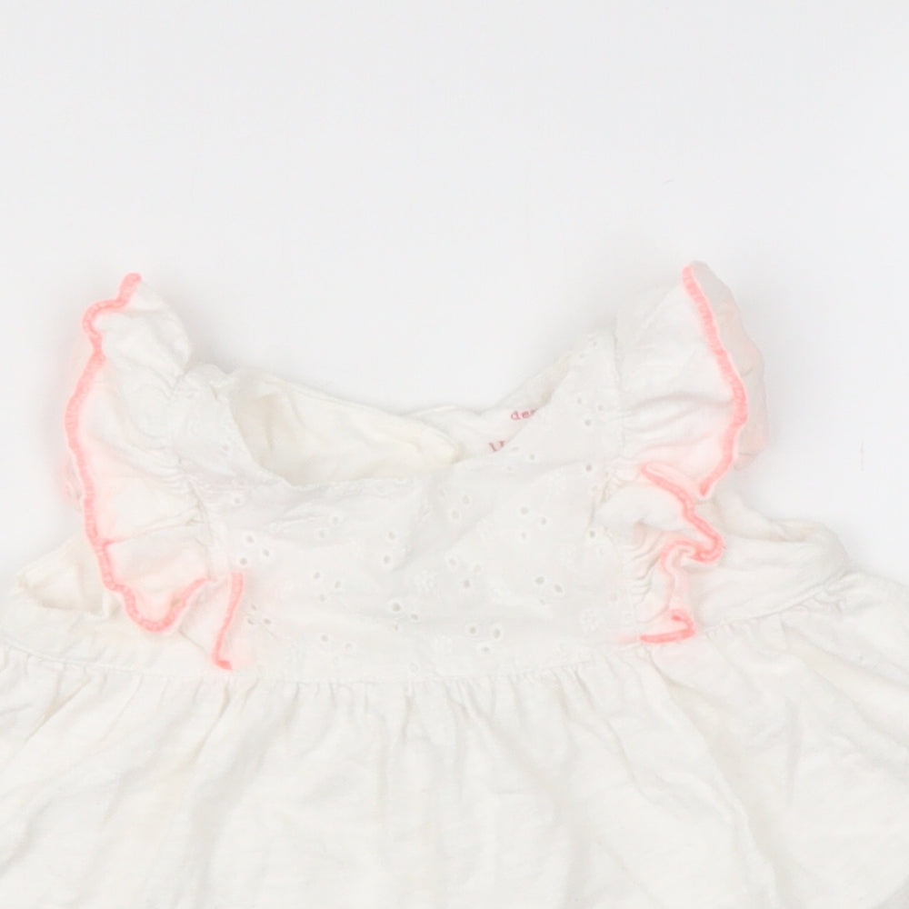 tesco  White  Cotton Basic Casual Size 3-6 Months Round Neck