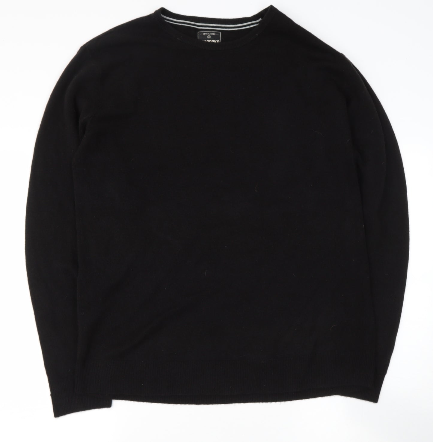 Peacocks Mens Black Round Neck  Acrylic Pullover Jumper Size XL