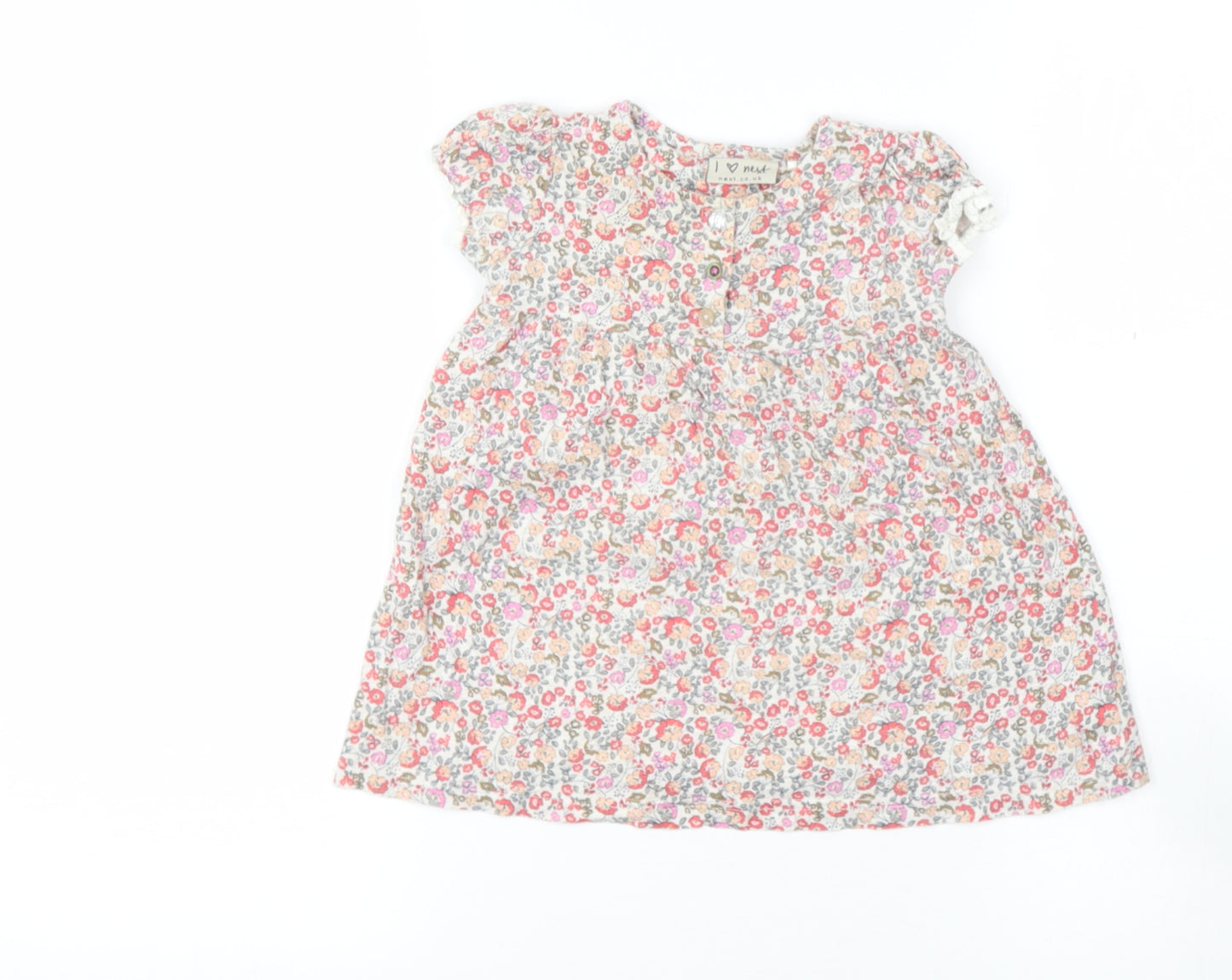 NEXT Baby Multicoloured Floral Cotton Basic Blouse Size 12-18 Months Round Neck