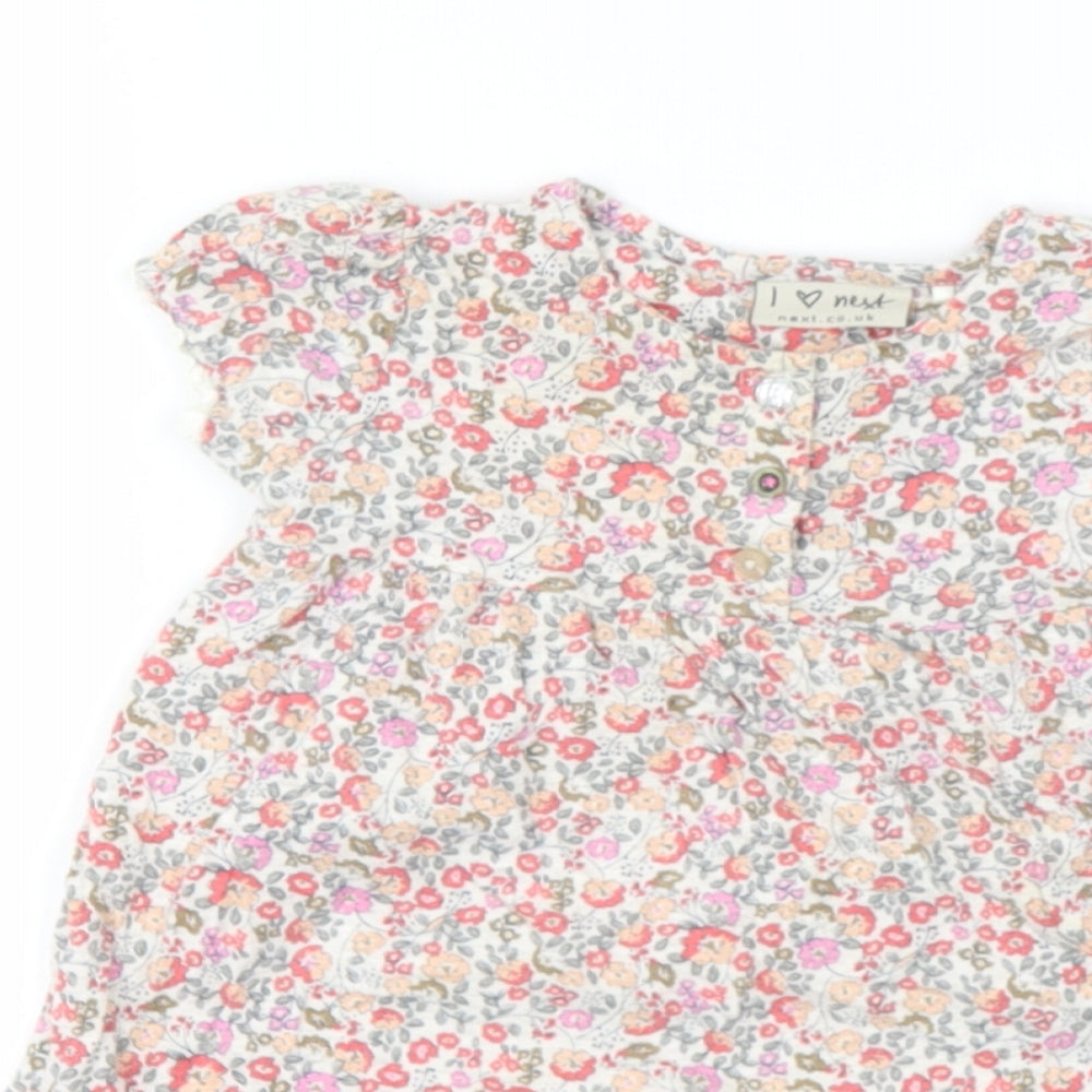 NEXT Baby Multicoloured Floral Cotton Basic Blouse Size 12-18 Months Round Neck