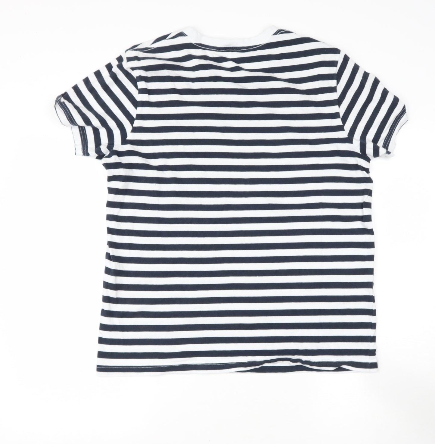 very man Mens Blue Striped Cotton  T-Shirt Size L Roll Neck