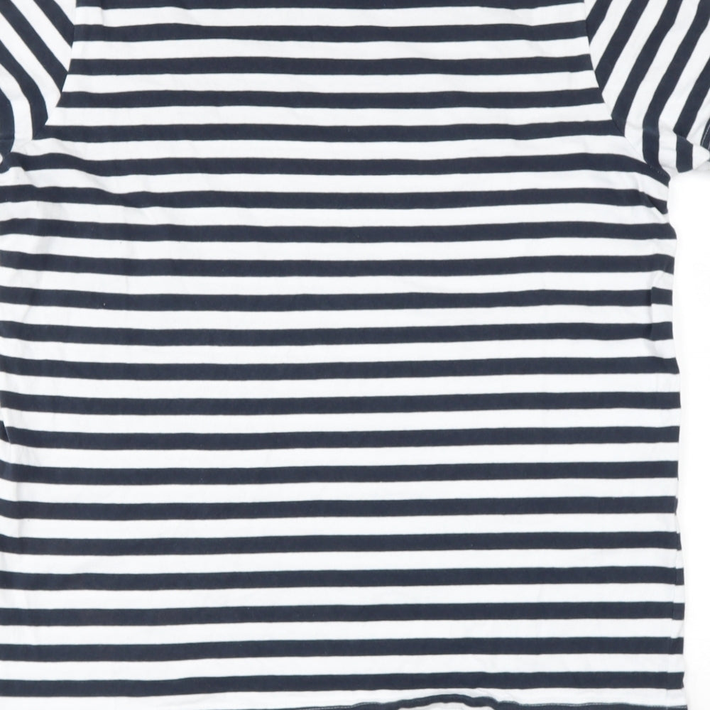 very man Mens Blue Striped Cotton  T-Shirt Size L Roll Neck