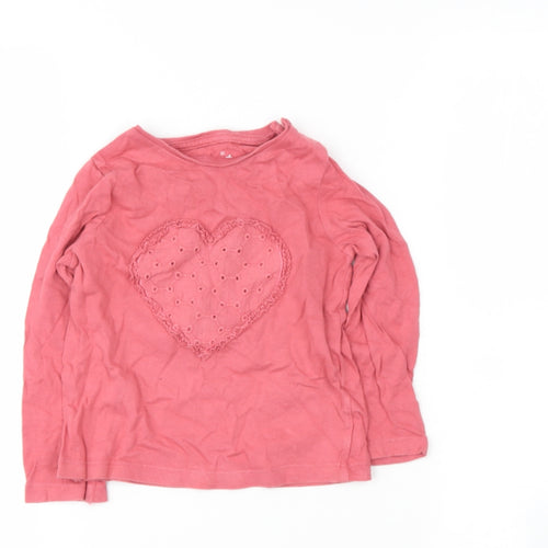 fred flow Baby Pink  Cotton Basic T-Shirt Size 12-18 Months Round Neck  - heart