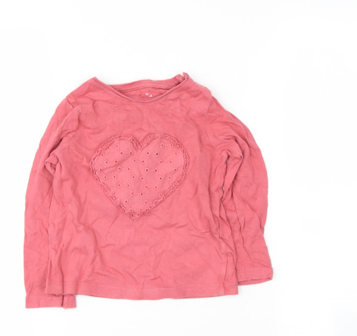 fred flow Baby Pink  Cotton Basic T-Shirt Size 12-18 Months Round Neck  - heart