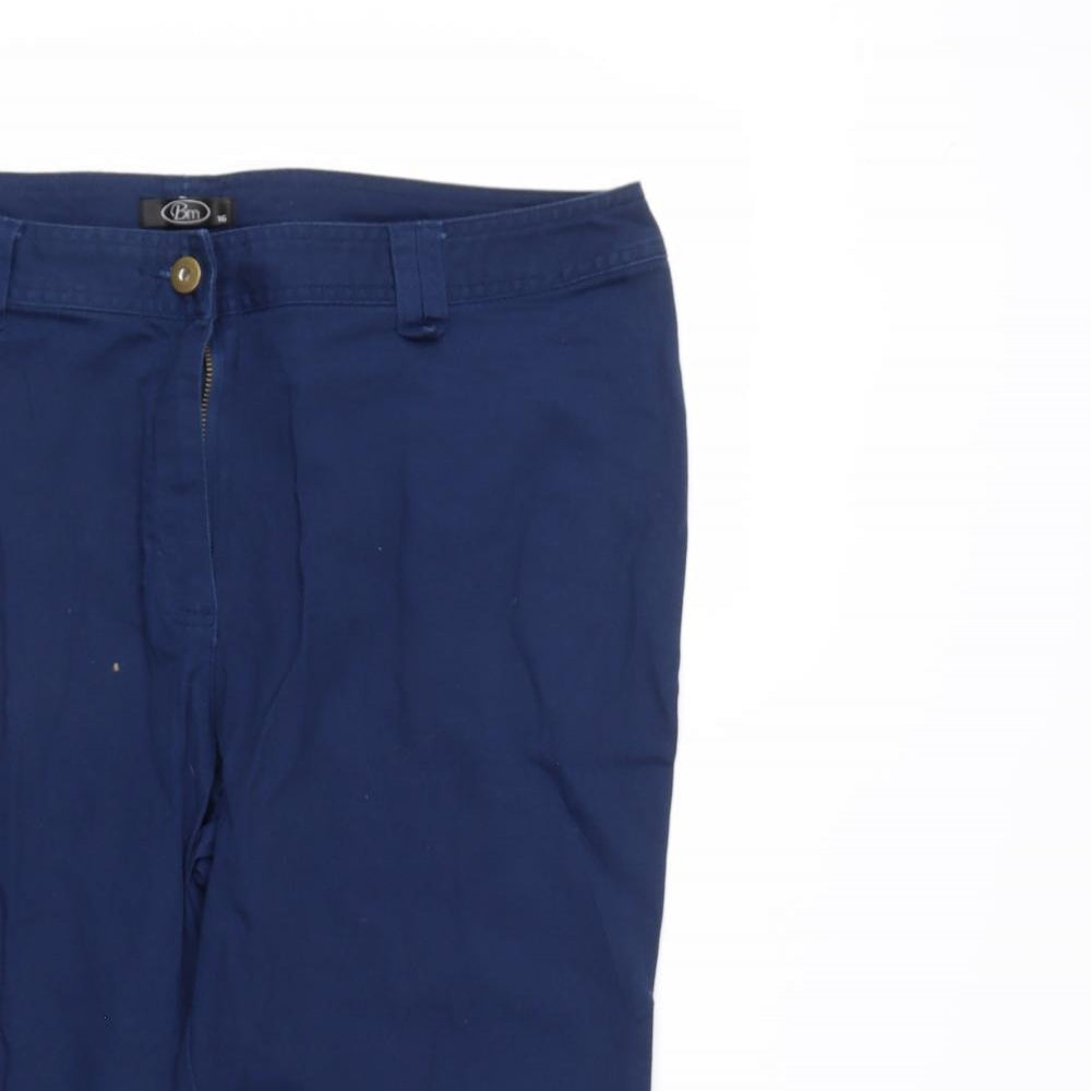 BM Womens Blue  Cotton Cropped Trousers Size 16  Regular