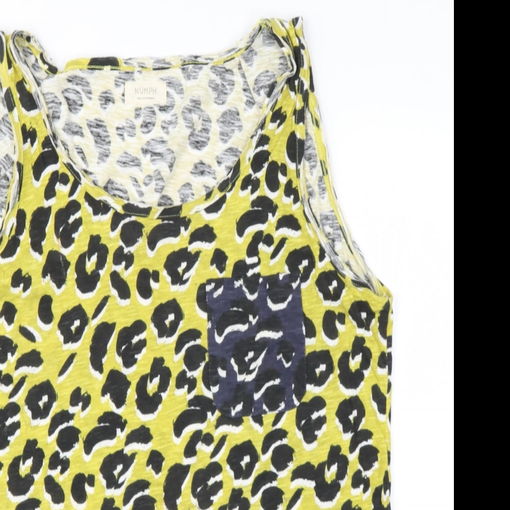 numph Womens Yellow  Cotton Basic T-Shirt Size M Round Neck