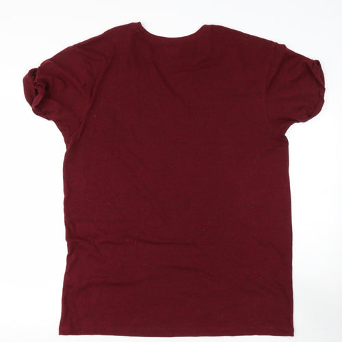 Bershka Mens Red    T-Shirt  Roll Neck