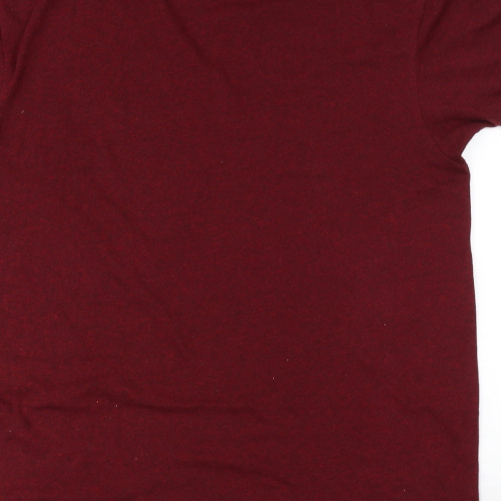 Bershka Mens Red    T-Shirt  Roll Neck