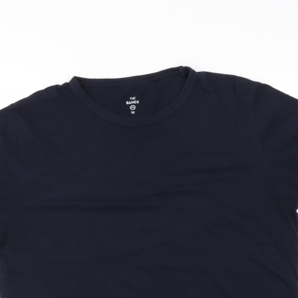 Basics Mens Blue  Cotton  T-Shirt Size M