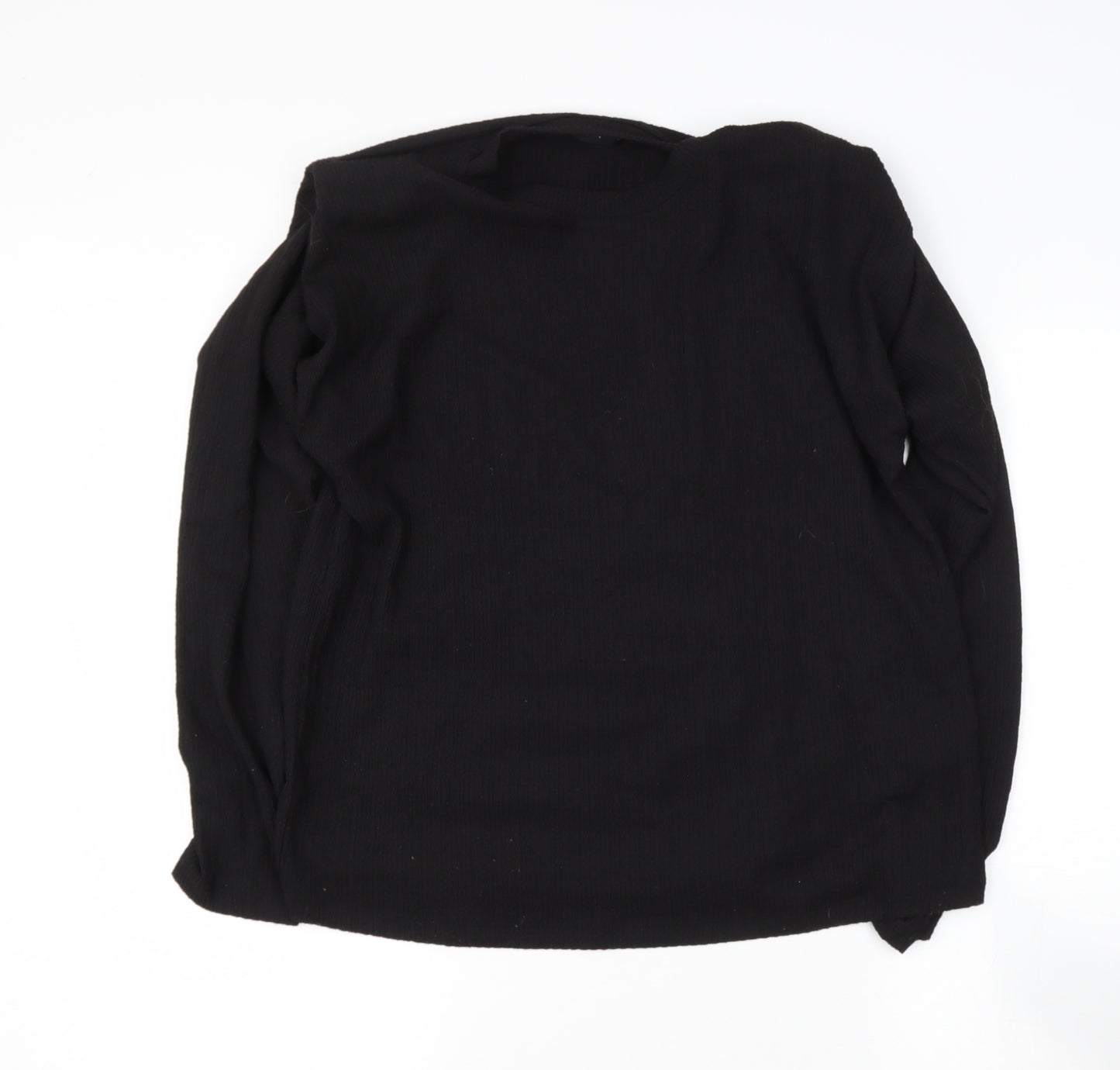 tesco Womens Black  Polyester Basic Blouse Size 14 Round Neck