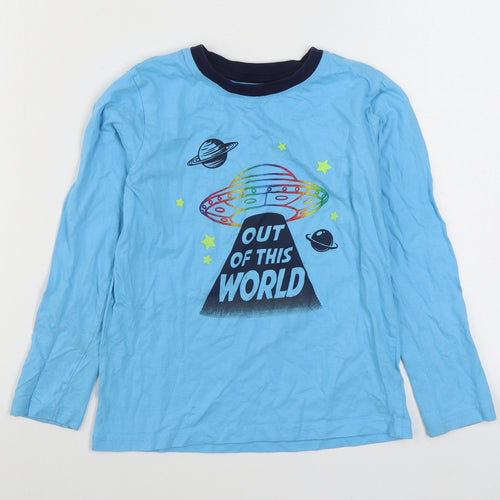 Dunnes Stores Boys Blue  100% Cotton Basic T-Shirt Size 9-10 Years Round Neck Pullover