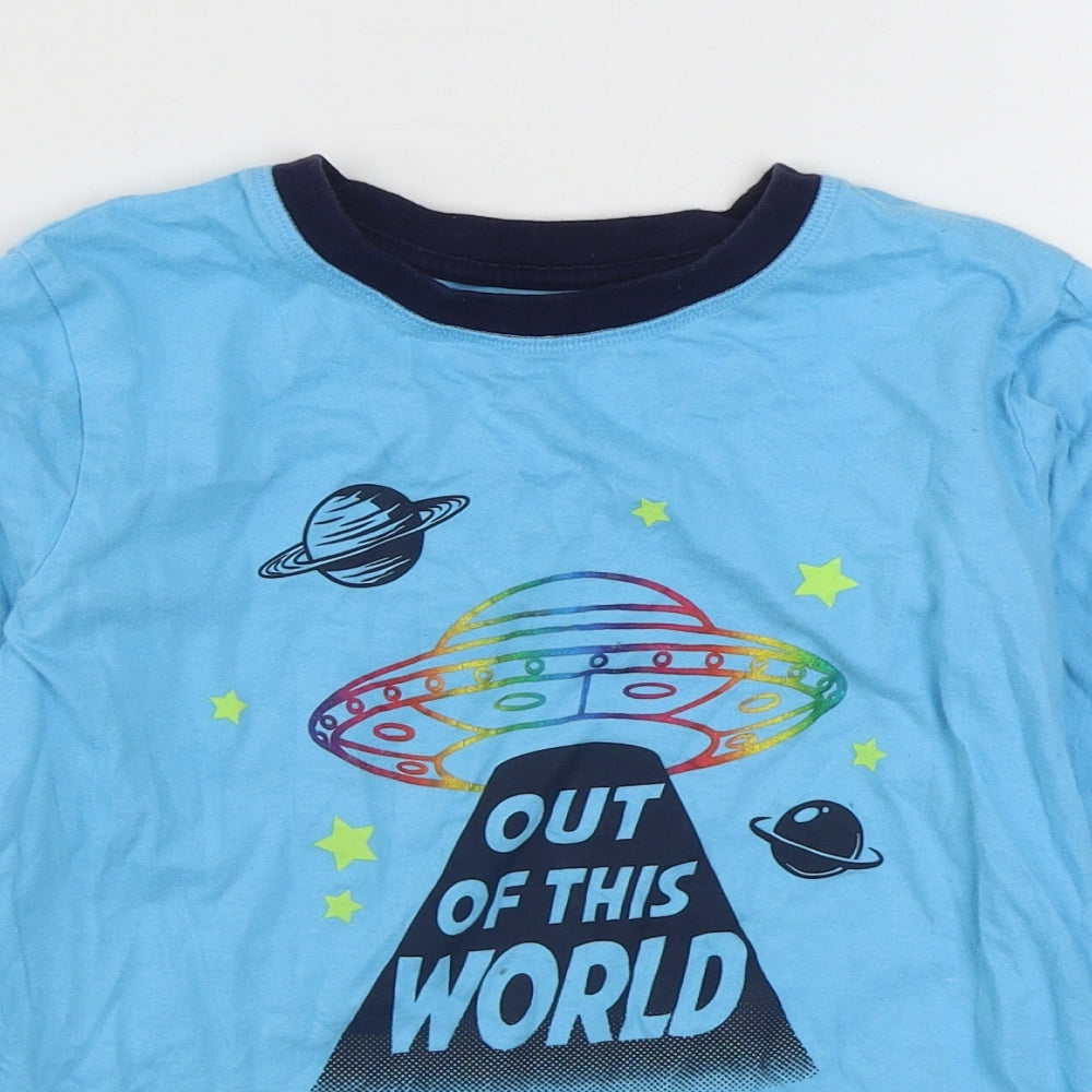 Dunnes Stores Boys Blue  100% Cotton Basic T-Shirt Size 9-10 Years Round Neck Pullover