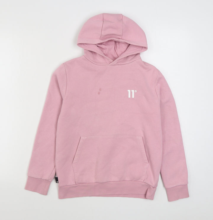 Eleven Degrees Girls Pink Cotton Pullover Hoodie Size 10-11 Years Pullover