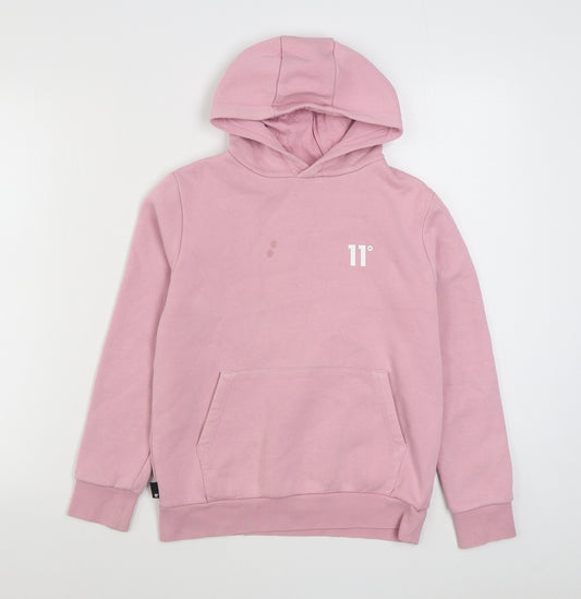 Eleven Degrees Girls Pink  Cotton Pullover Hoodie Size 10-11 Years  Pullover