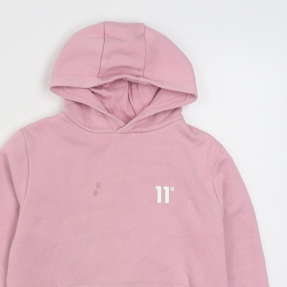 Eleven Degrees Girls Pink  Cotton Pullover Hoodie Size 10-11 Years  Pullover