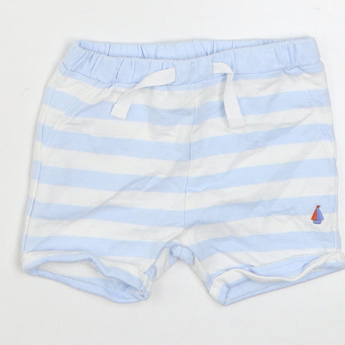 NEXT Boys Blue Striped 100% Cotton Cropped Trousers Size 3-6 Months  Tie