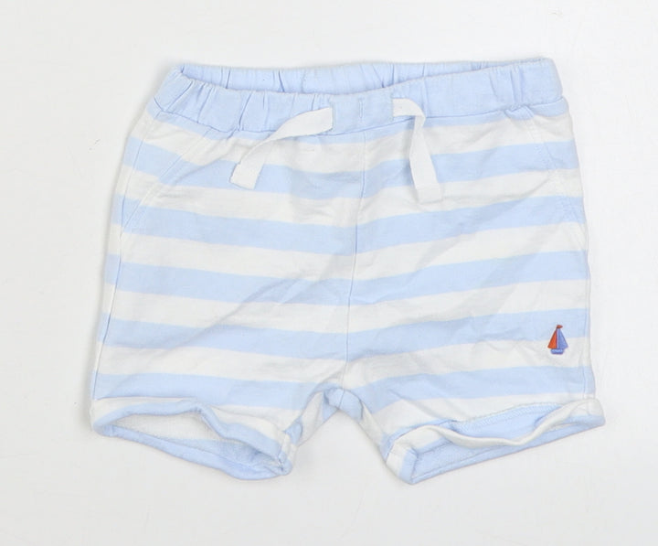 NEXT Boys Blue Striped 100% Cotton Cropped Trousers Size 3-6 Months  Tie