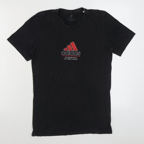 adidas Mens Black  Cotton  T-Shirt Size S Round Neck