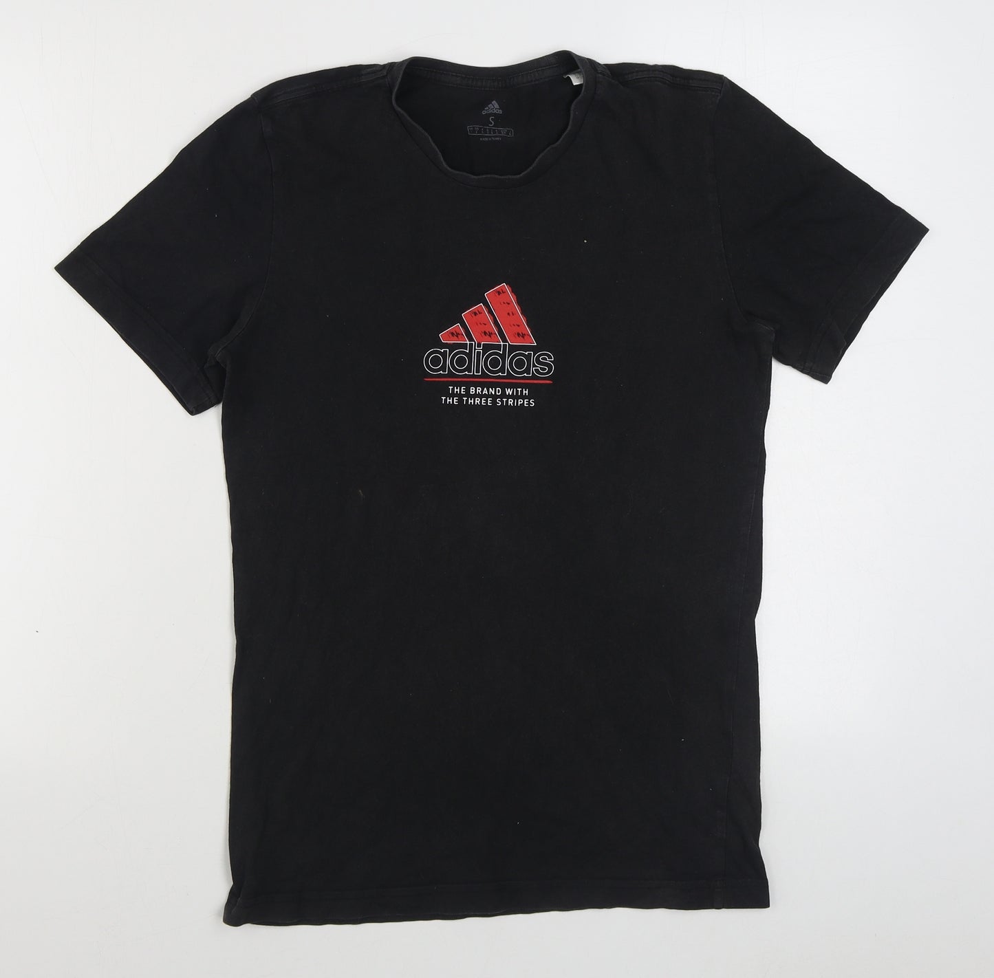 adidas Mens Black  Cotton  T-Shirt Size S Round Neck