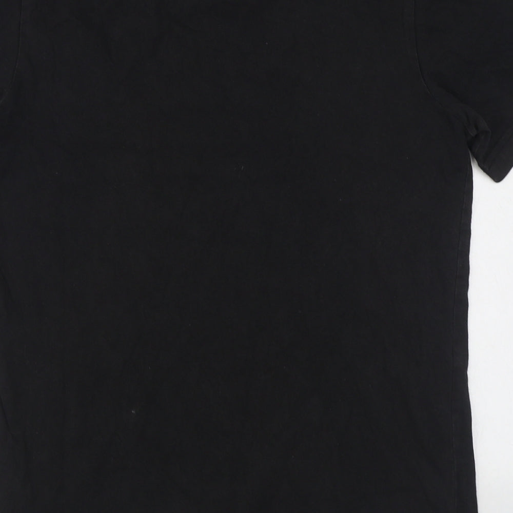 adidas Mens Black  Cotton  T-Shirt Size S Round Neck