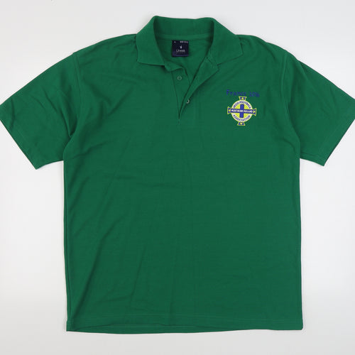 Uneek Mens Green  Polyester  Polo Size L Collared Pullover