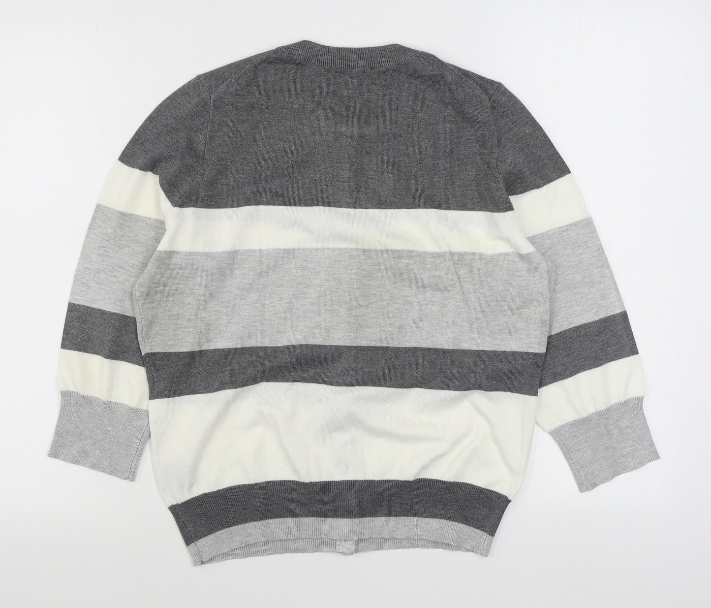 Preworn Womens Grey Round Neck  Rayon Cardigan Jumper Size L