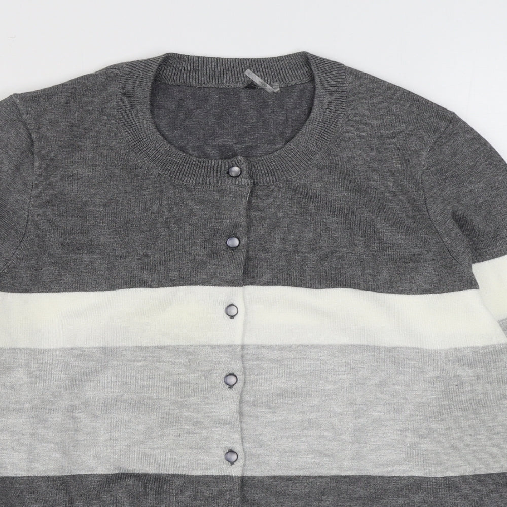 Preworn Womens Grey Round Neck  Rayon Cardigan Jumper Size L