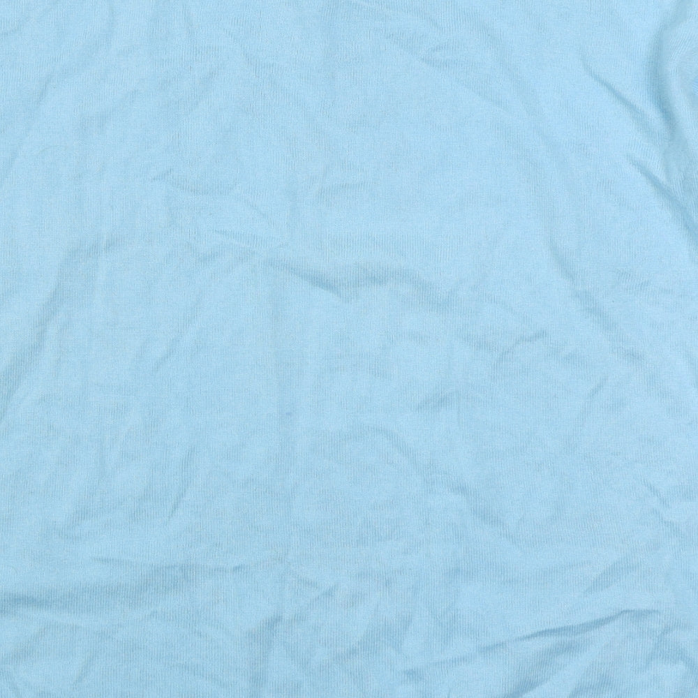 Marks and Spencer Womens Blue Floral Cotton Basic Blouse Size 16 Round Neck