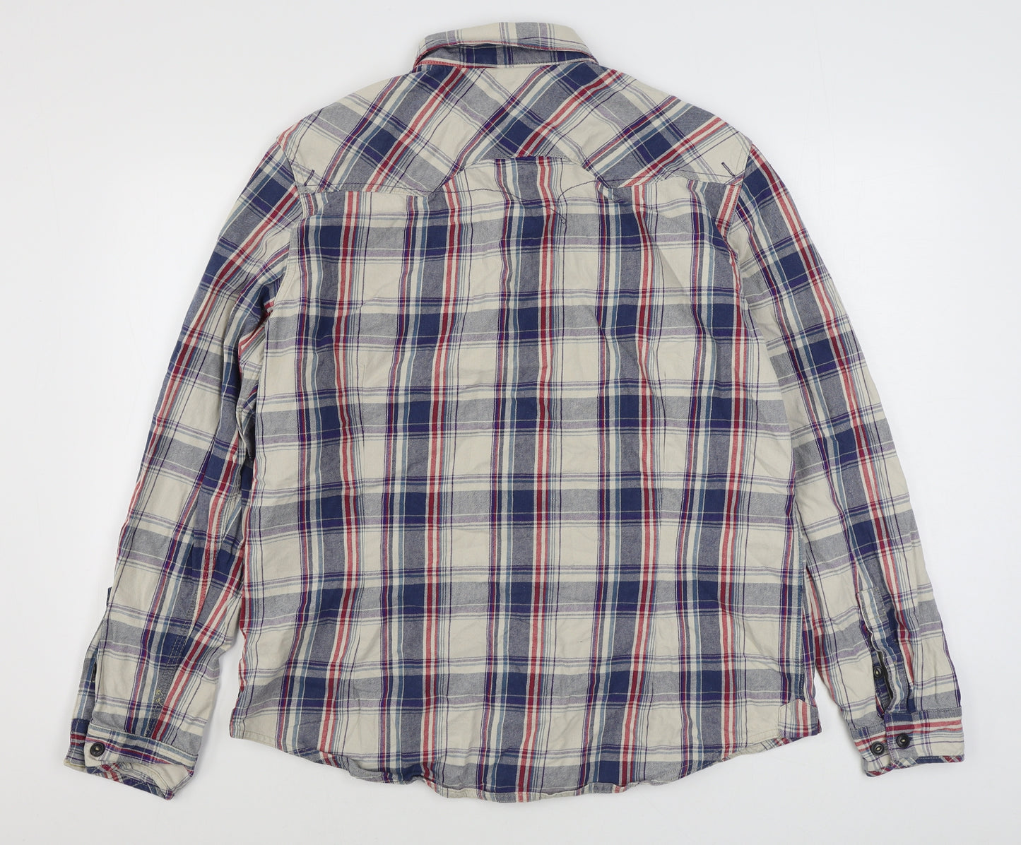 NEXT Mens Multicoloured Plaid Cotton  Button-Up Size XL Collared Button
