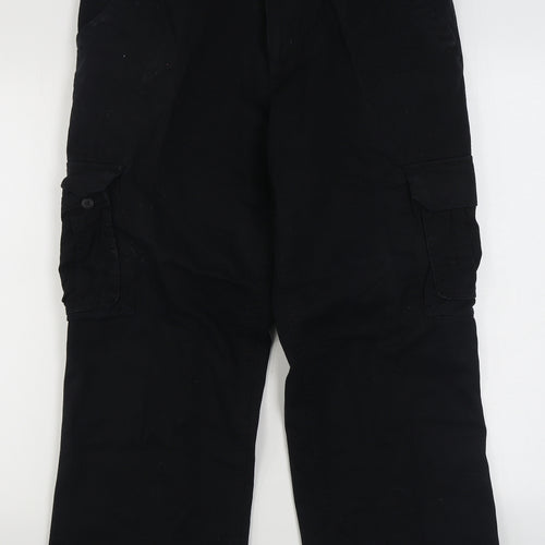 Cargo Mens Black  Cotton Cargo Trousers Size 34 in L30 in Regular Zip