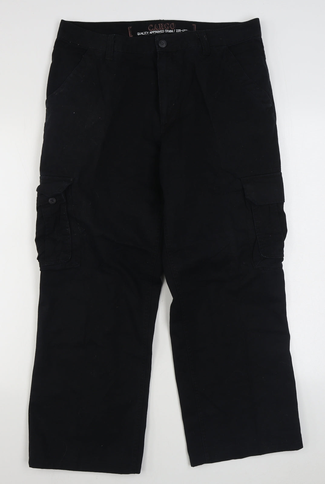 Cargo Mens Black  Cotton Cargo Trousers Size 34 in L30 in Regular Zip