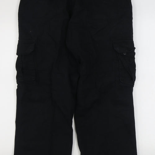 Cargo Mens Black  Cotton Cargo Trousers Size 34 in L30 in Regular Zip