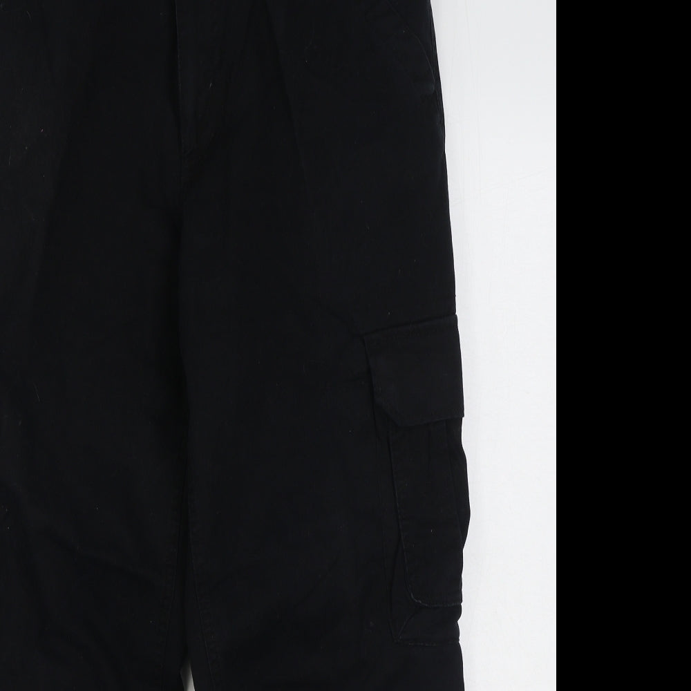 Cargo Mens Black  Cotton Cargo Trousers Size 34 in L30 in Regular Zip