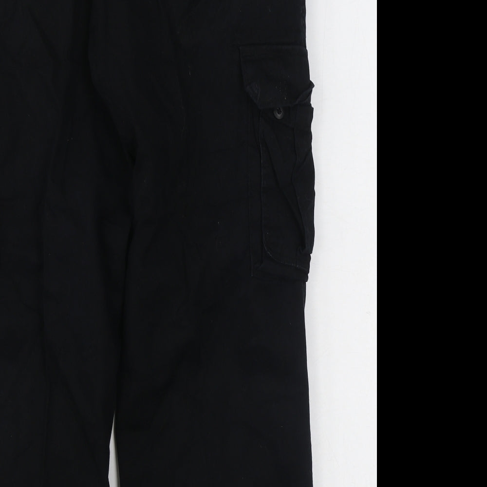 Cargo Mens Black  Cotton Cargo Trousers Size 34 in L30 in Regular Zip
