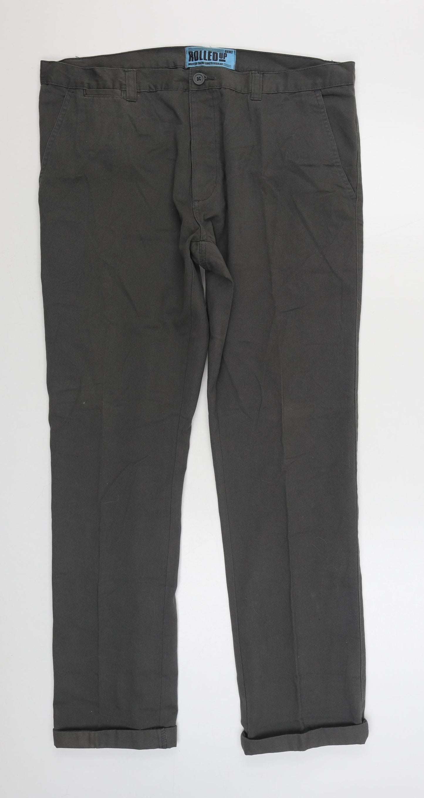 Denim & Co. Mens Grey  Cotton Straight Jeans Size 38 in L34 in Regular Zip