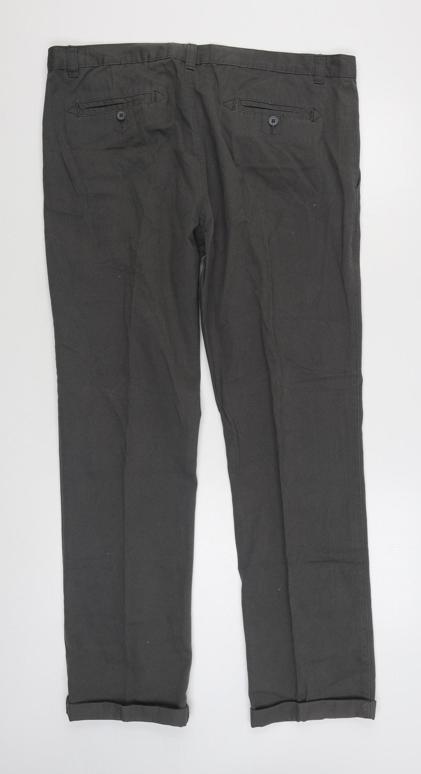 Denim & Co. Mens Grey  Cotton Straight Jeans Size 38 in L34 in Regular Zip