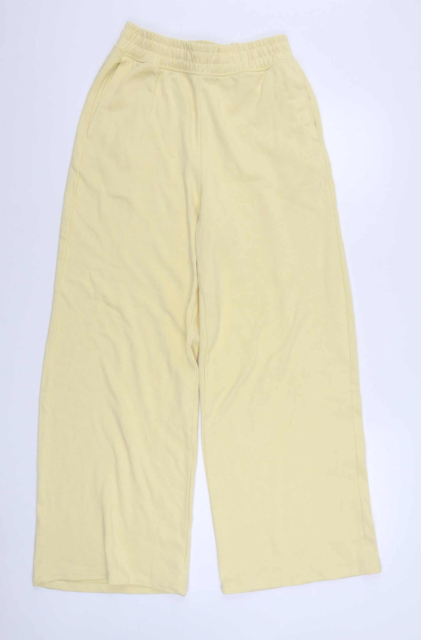 H&M Womens Yellow  Cotton Jogger Trousers Size S L30 in Regular Tie