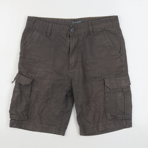 Primark Mens Grey  Cotton Cargo Shorts Size 30 in L6 in Regular Zip