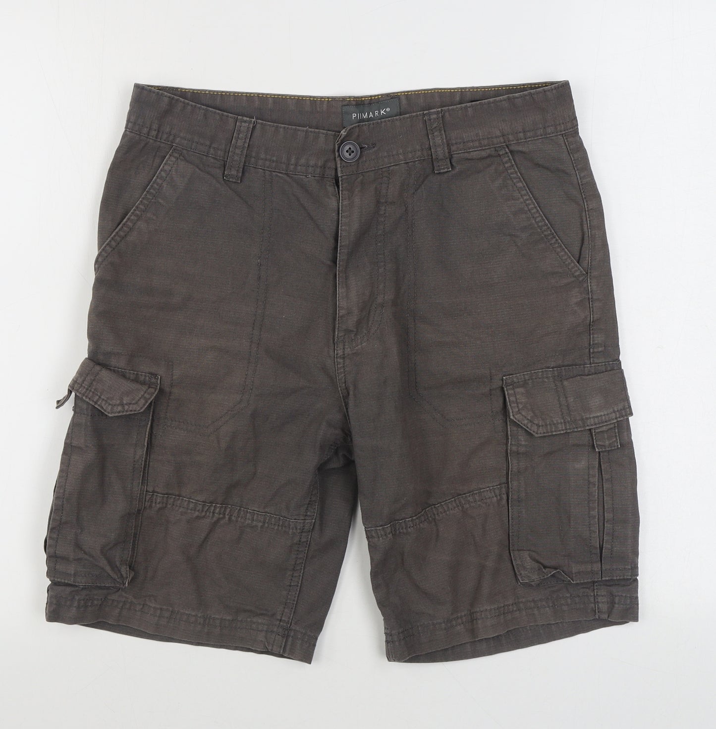Primark Mens Grey  Cotton Cargo Shorts Size 30 in L6 in Regular Zip