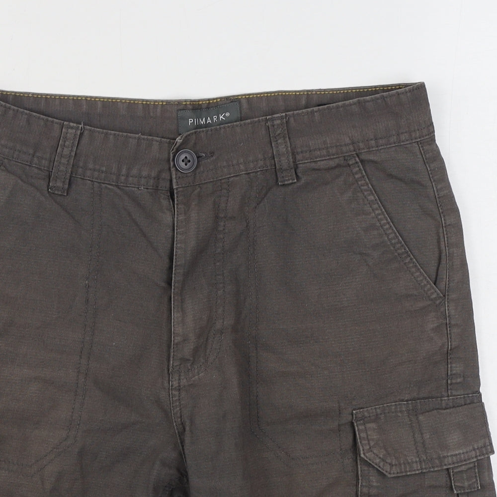Primark Mens Grey  Cotton Cargo Shorts Size 30 in L6 in Regular Zip