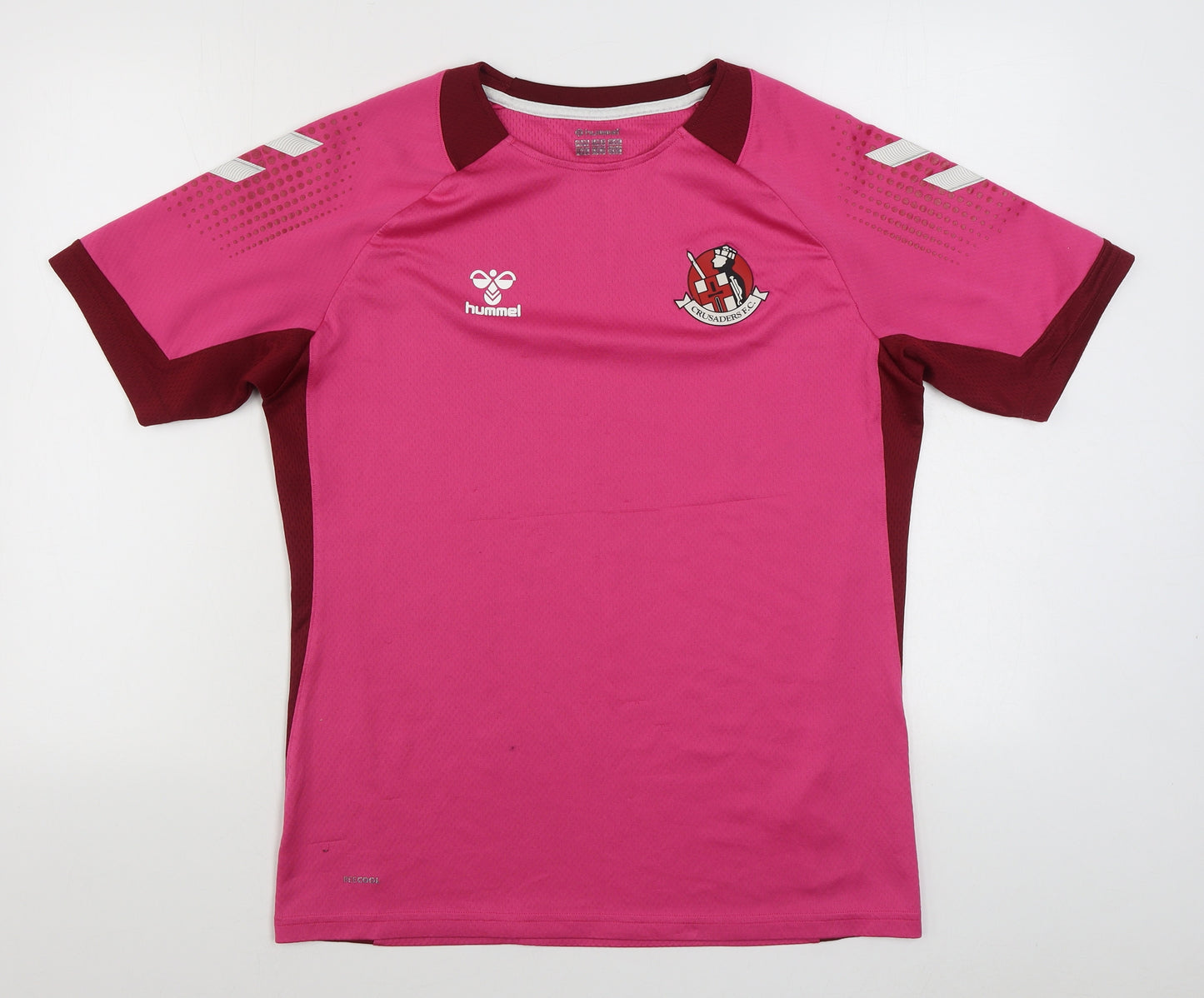 Hummel Mens Pink  Polyester Basic T-Shirt Size M Round Neck Pullover - Crusaders F.C