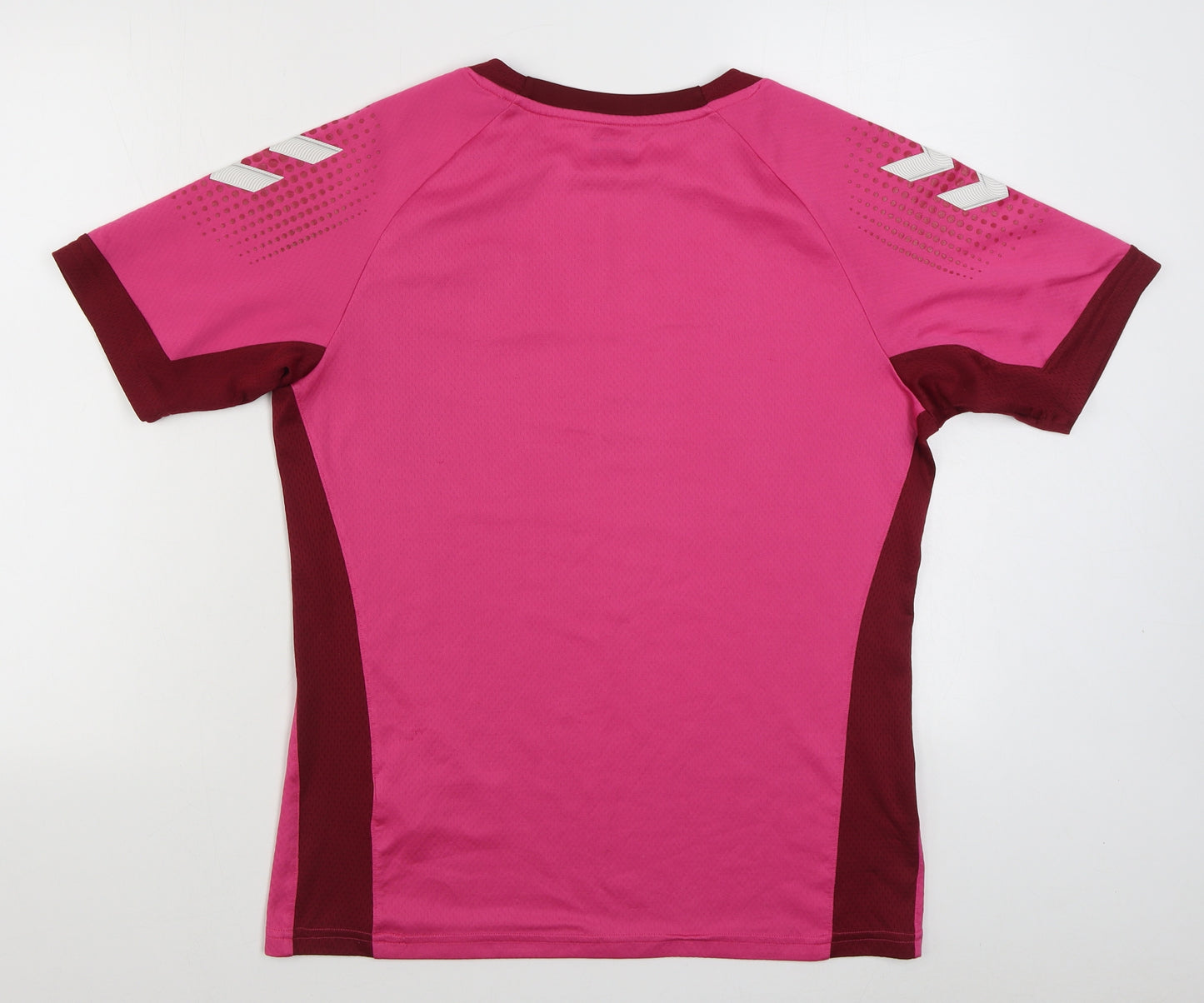 Hummel Mens Pink  Polyester Basic T-Shirt Size M Round Neck Pullover - Crusaders F.C