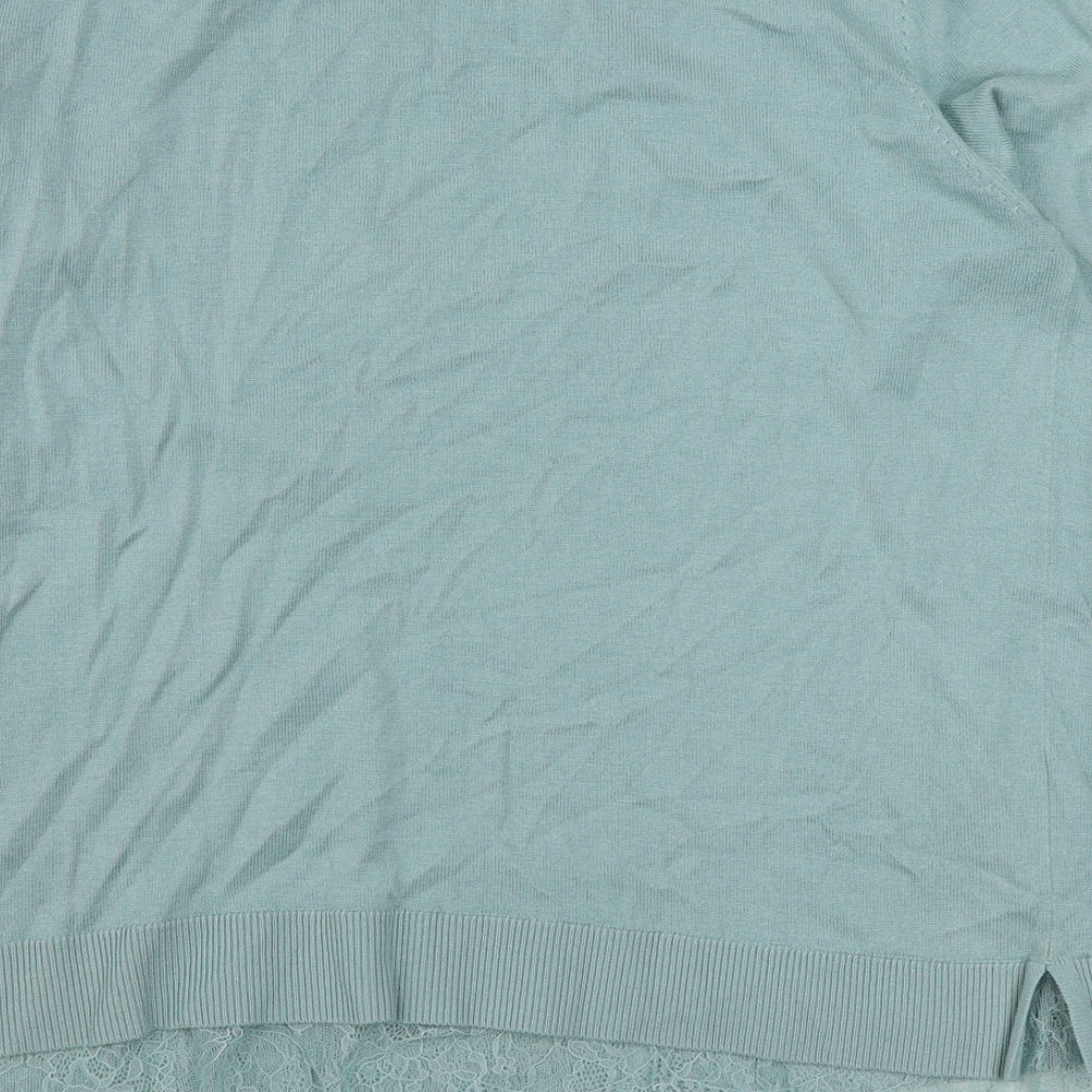 Oasis Womens Green Scoop Neck  Cotton Pullover Jumper Size L