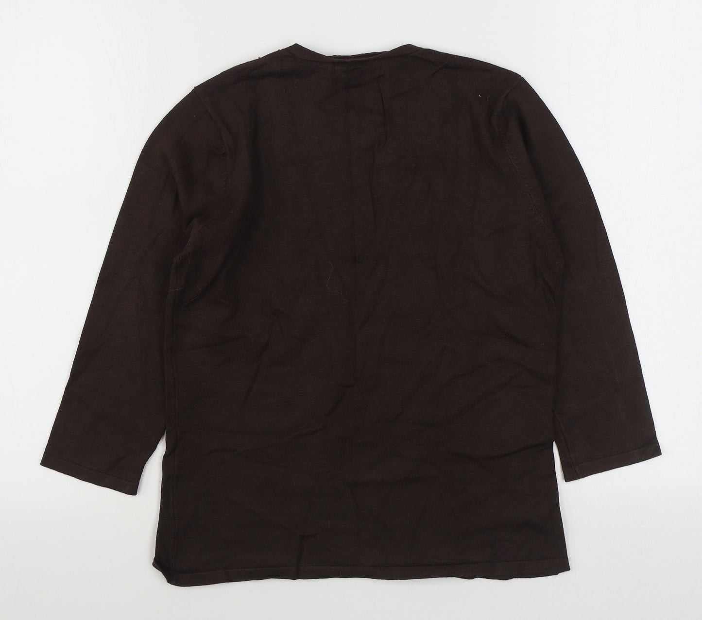 Just Elegance    Womens Brown V-Neck  Acrylic Pullover Jumper Size S