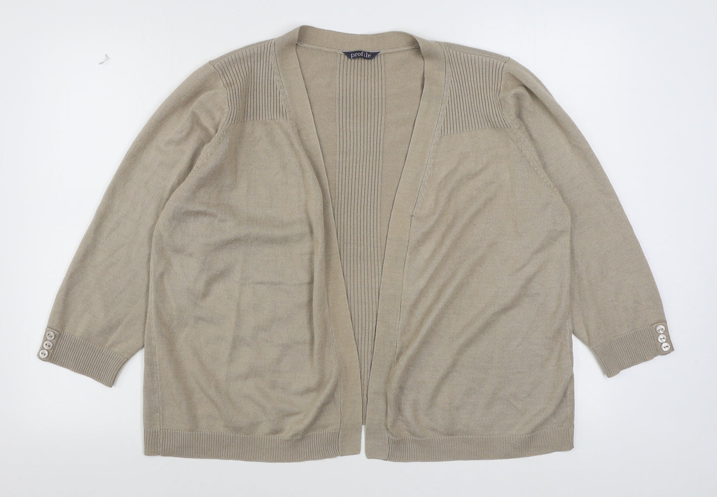 BHS Womens Beige V-Neck  Acrylic Cardigan Jumper Size 18