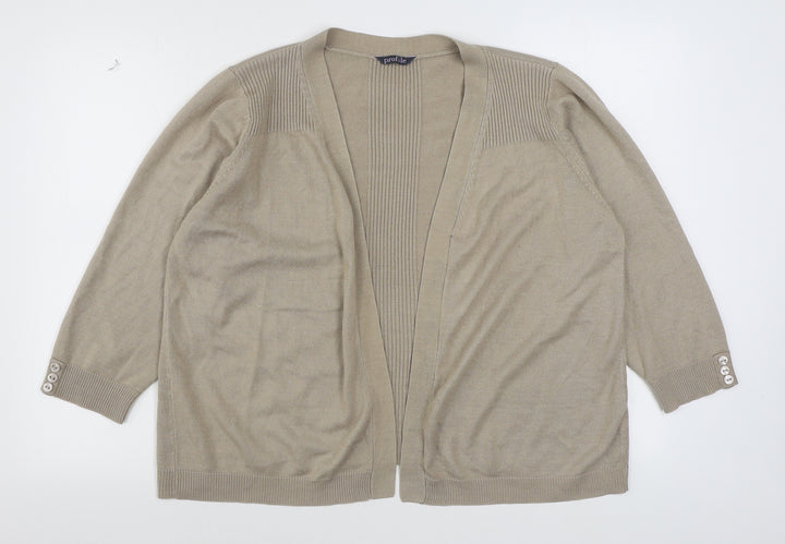 BHS Womens Beige V-Neck  Acrylic Cardigan Jumper Size 18