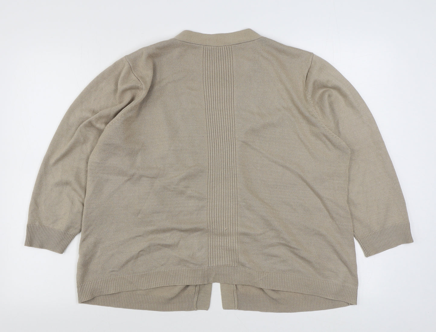 BHS Womens Beige V-Neck  Acrylic Cardigan Jumper Size 18