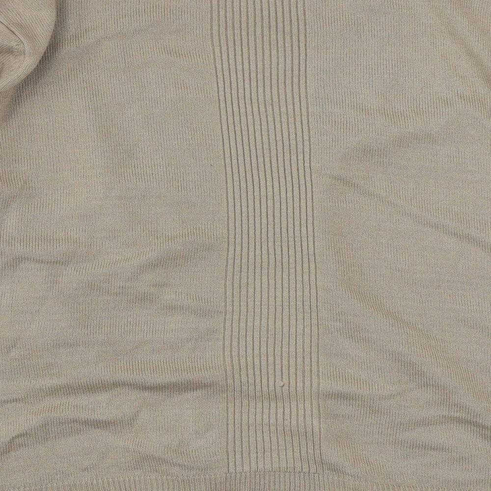 BHS Womens Beige V-Neck  Acrylic Cardigan Jumper Size 18