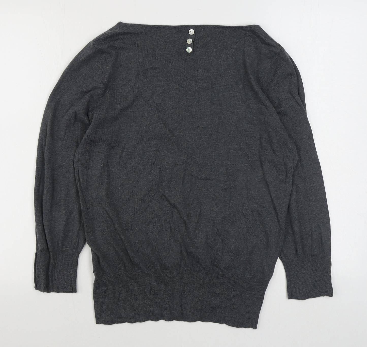 NEXT Womens Grey Scoop Neck  Cotton Pullover Jumper Size 16